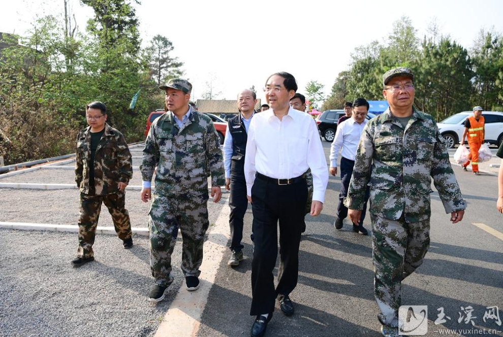 2023年4月18日，国家森防办主任、应急部党委委员兼林草局副局长张永利玉溪调研森林火灾处置情况。玉溪日报 曾永洪 摄 (4)