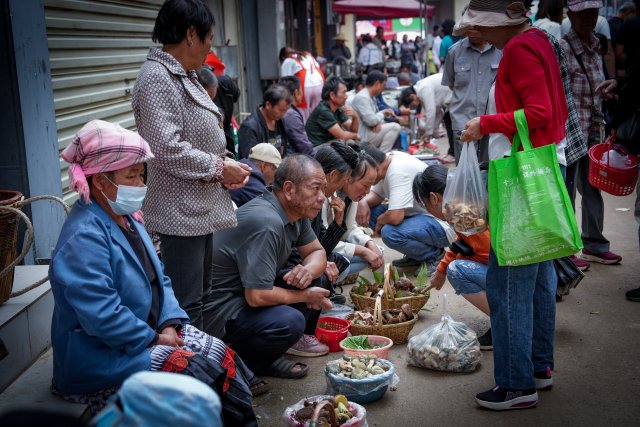 中午，白邑农贸市场，村民开始售卖采到的野生菌.jpg