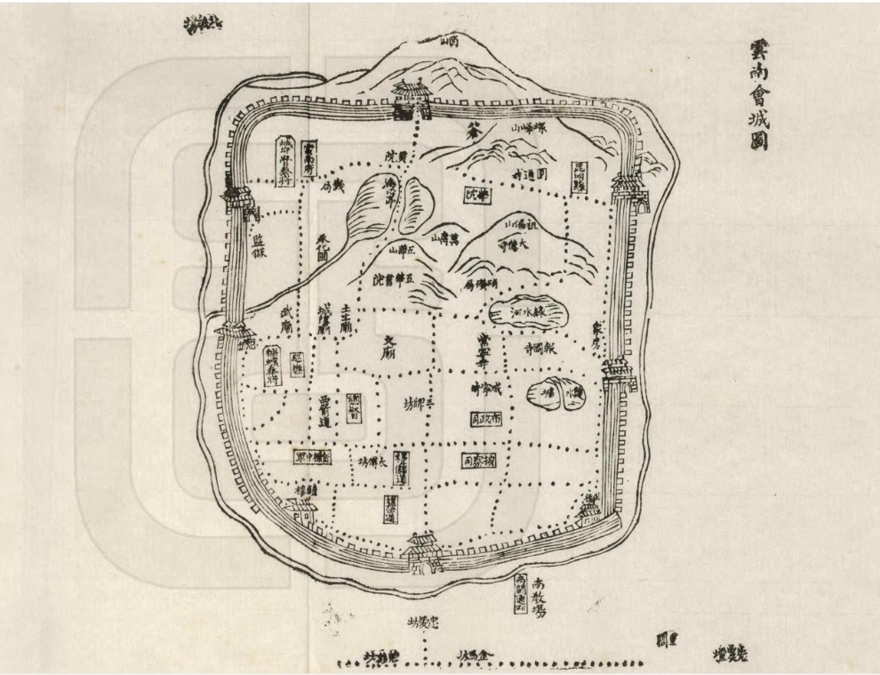 清代光绪年间老昆明城布局图。（资料图）